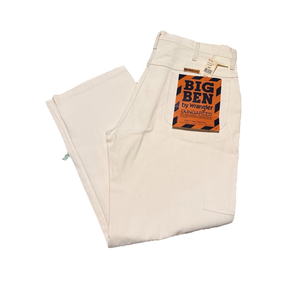 Deadstock Big Ben Wrangler Jeans Whiteโ Painter Dungarees Mens 38x30 Carpenter